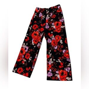 Anthropologie Maeve The Colette Cropped Wide-Leg Velvet Pants Floral EUC 28